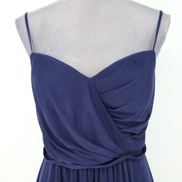 Davids Bridal Dress Womens 10 Blue Sweetheart Strappy Pleated Lined Wedding Prom - Picture 7 of 12
